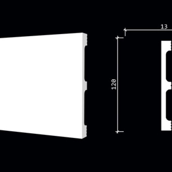 Плинтус напольный, под покраску, дюрополимер Decor-Dizayn (Декор-Дизайн) DD710, размер 120x13x2000мм
