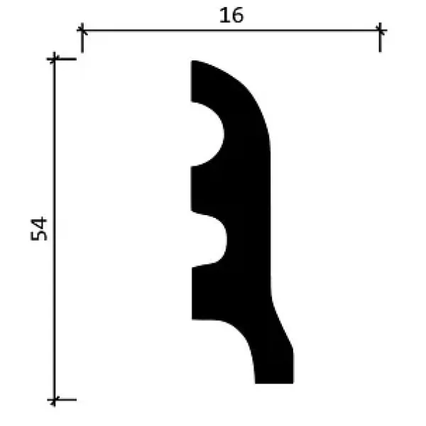 Напольный плинтус под покраску Декор Дизайн DD18, размер 54х16x2000мм