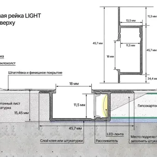 ТЕНЕВАЯ РЕЙКА LACONISTIQ LIGHT ПОД ПОДСВЕТКУ