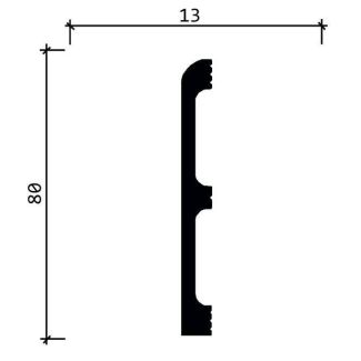 Плинтус напольный, под покраску, дюрополимер Decor-Dizayn (Декор-Дизайн) DD706, размер 80х13x2000мм
